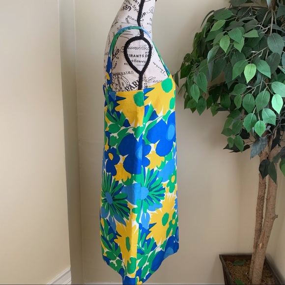 J. Crew Morning Floral Shift Mini Dress Green Yellow Sz 00 - Picture 8 of 16